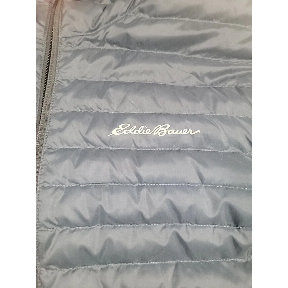 Eddie Bauer EB700 Puffer Down Jacket Mens Small Black Hooded Full Zip Outdoor - Picture 6 of 9